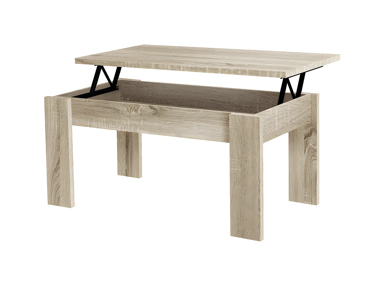 Table basse relevable coloris Chêne Cambrian - longueur 105 x profondeur 55 x hauteur 51/63 cm