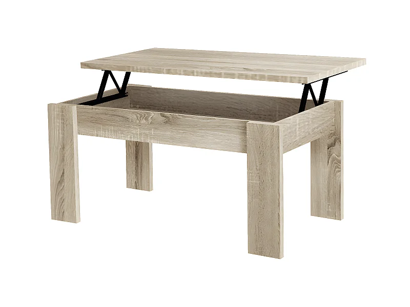 Table basse relevable coloris Chêne Cambrian - longueur 105 x profondeur 55 x hauteur 51/63 cm