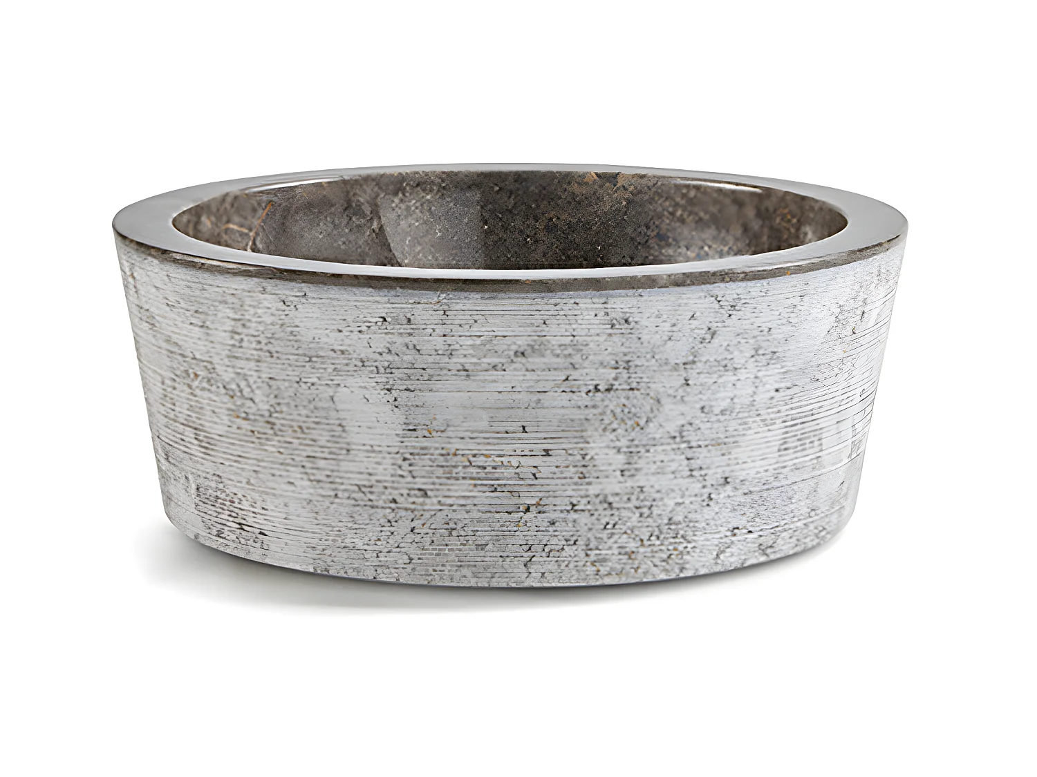 Vasque à poser / lavabo en marbre coloris gris - Diamètre 40 x Hauteur 15 cm