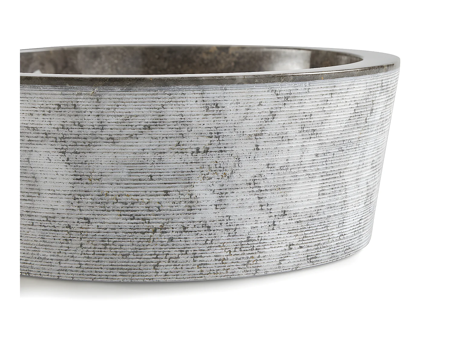 Vasque à poser / lavabo en marbre coloris gris - Diamètre 40 x Hauteur 15 cm