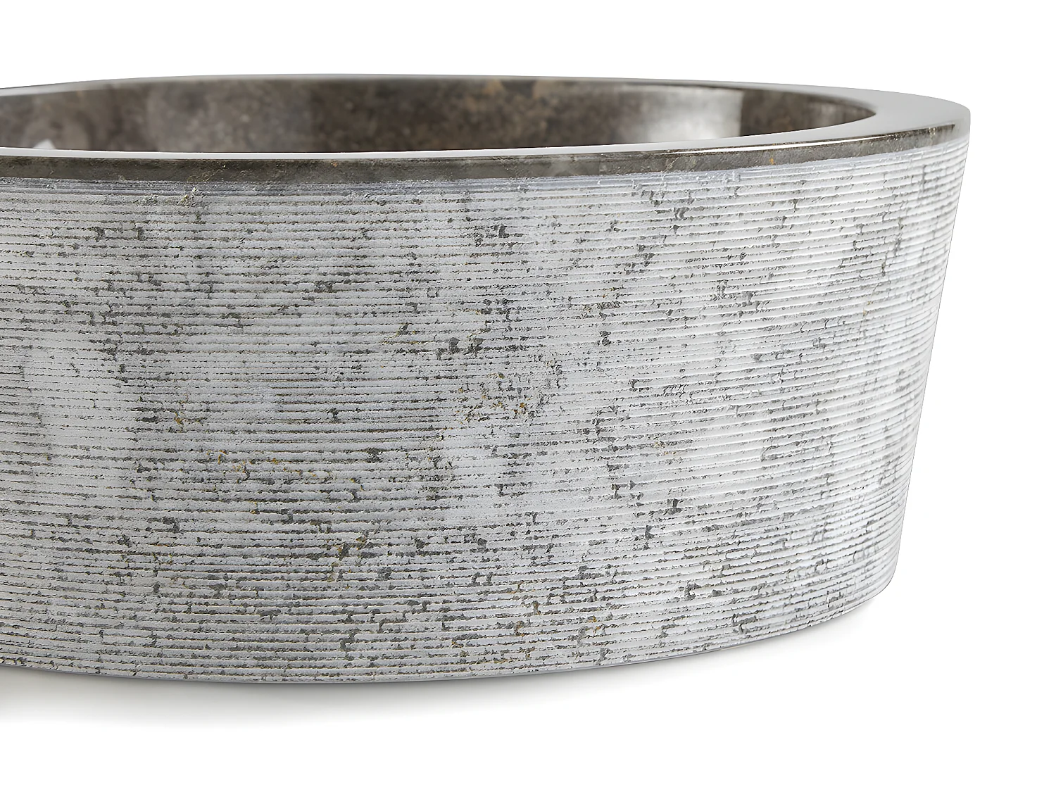 Vasque à poser / lavabo en marbre coloris gris - Diamètre 40 x Hauteur 15 cm