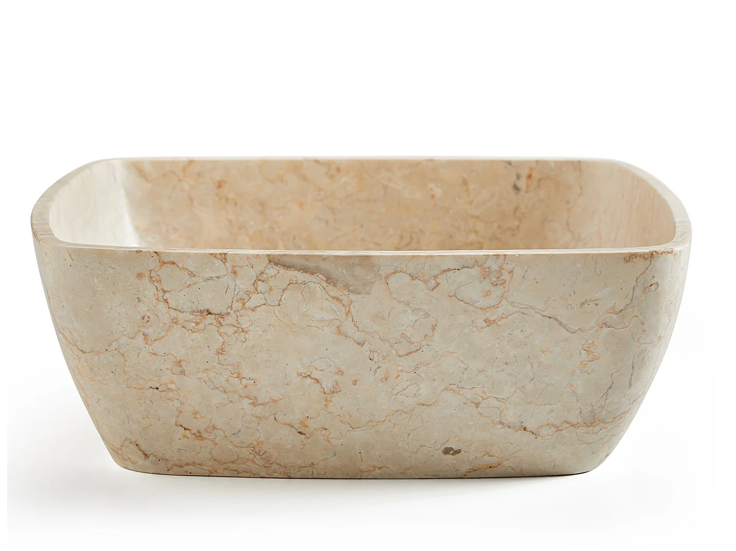 Vasque à poser / lavabo en marbre coloris beige - Longueur 40 x Hauteur 15 x Profondeur 40 cm
