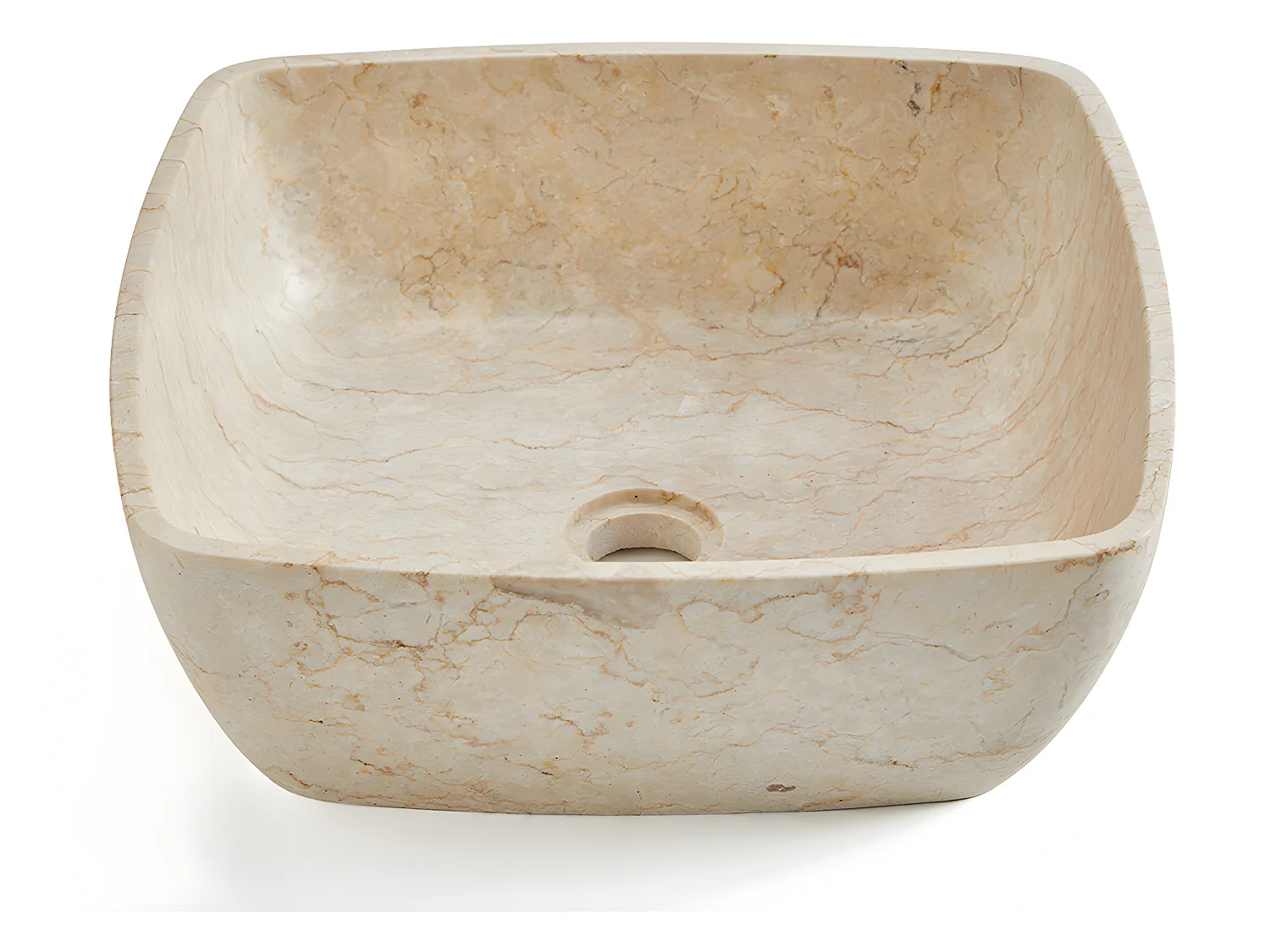 Vasque à poser / lavabo en marbre coloris beige - Longueur 40 x Hauteur 15 x Profondeur 40 cm