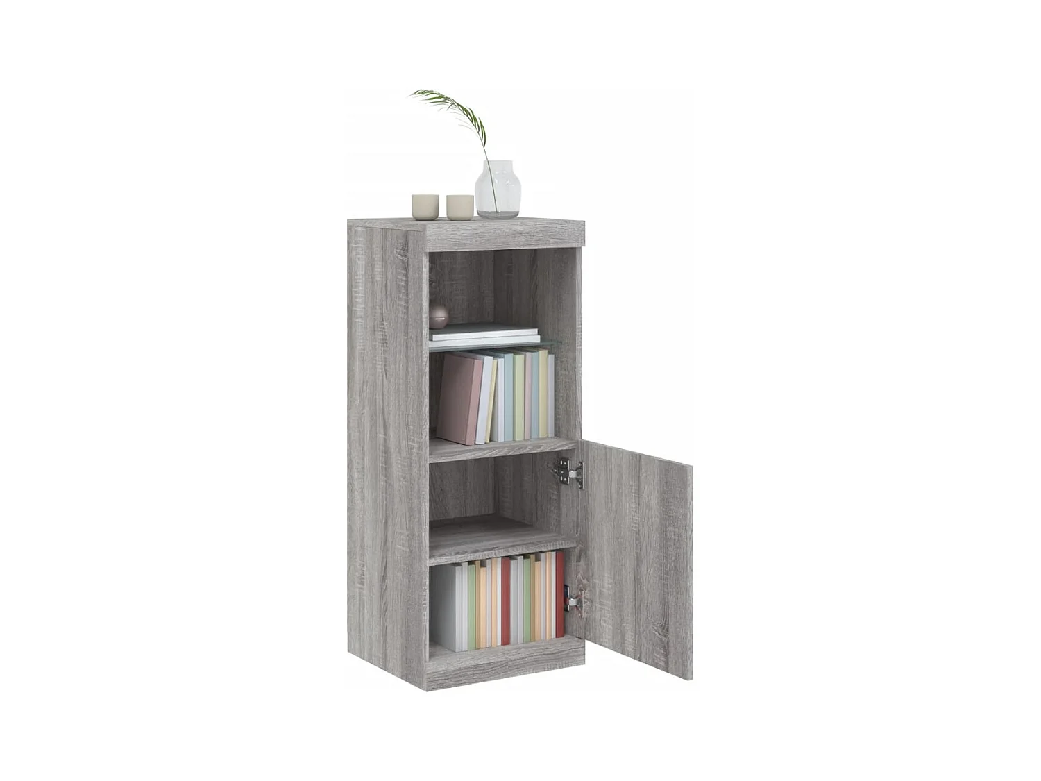 Credenza con luci LED Sonoma grigio 41x37x100 cm