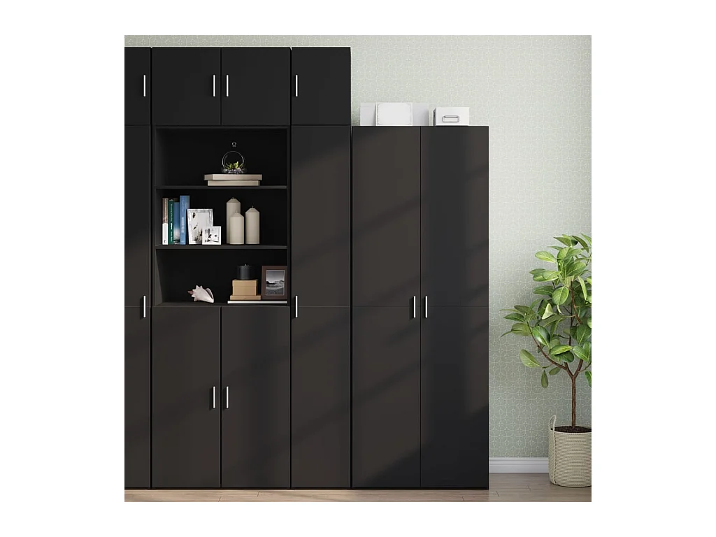 Armoire de rangement mince noir 30x42,5x225cm bois d'ingénierie
