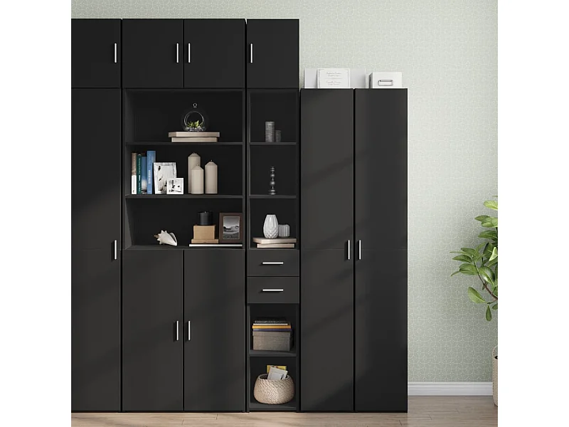 Armoire de rangement mince noir 30x42,5x225cm bois d'ingénierie