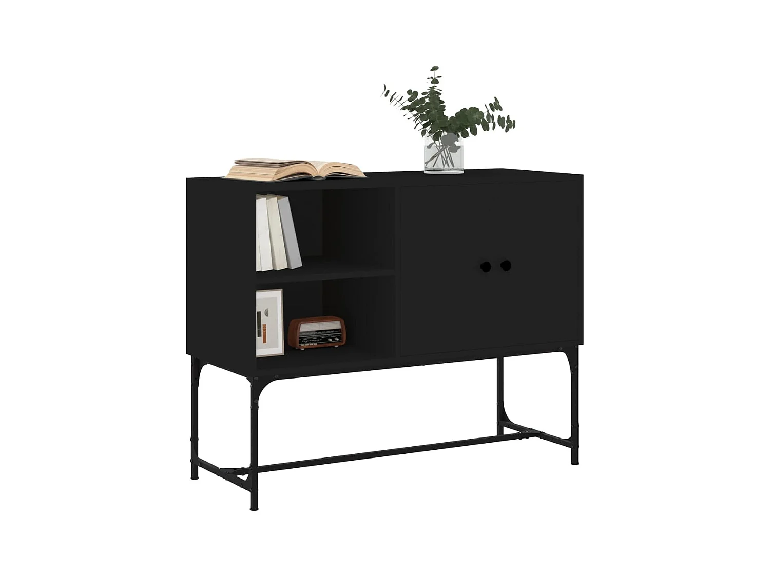 Buffet noir 100x40x79,5 cm bois d'ingénierie
