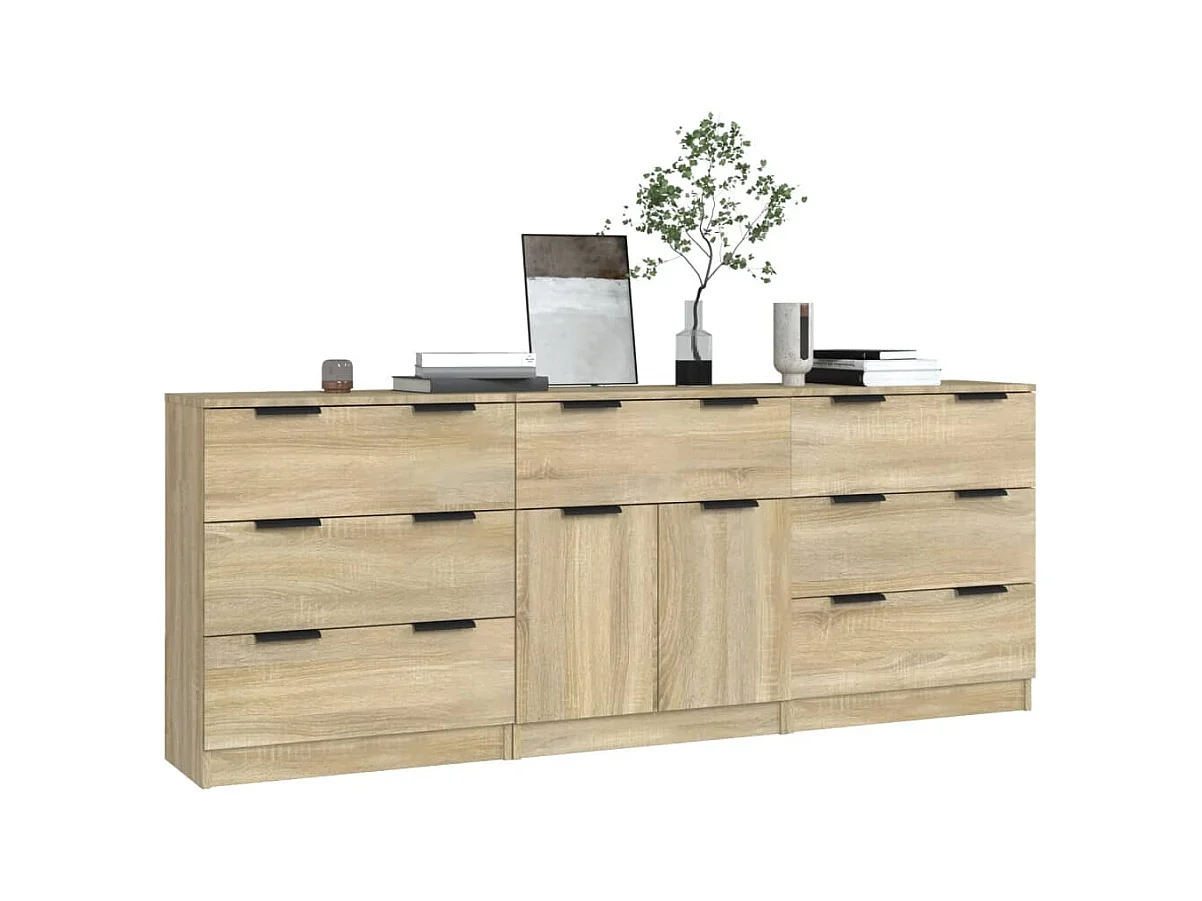 Credenze a 3 pezzi in rovere Sonoma Legno ingegnerizzato