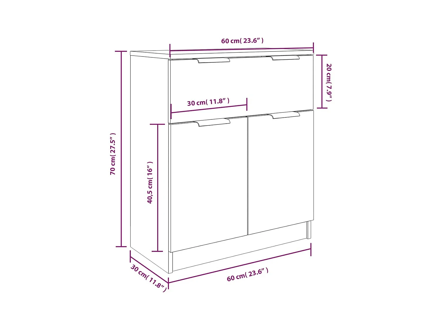 Credenze a 3 pezzi in rovere Sonoma Legno ingegnerizzato