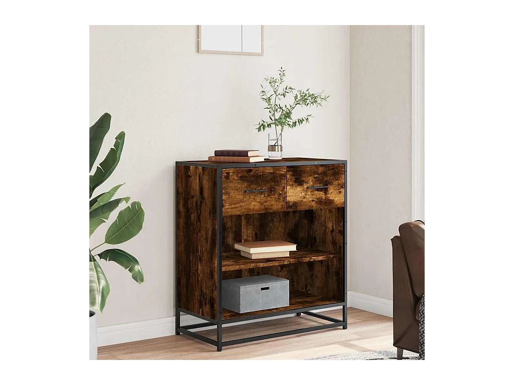 Buffet chêne fumé 68x35x76 cm bois d'ingénierie