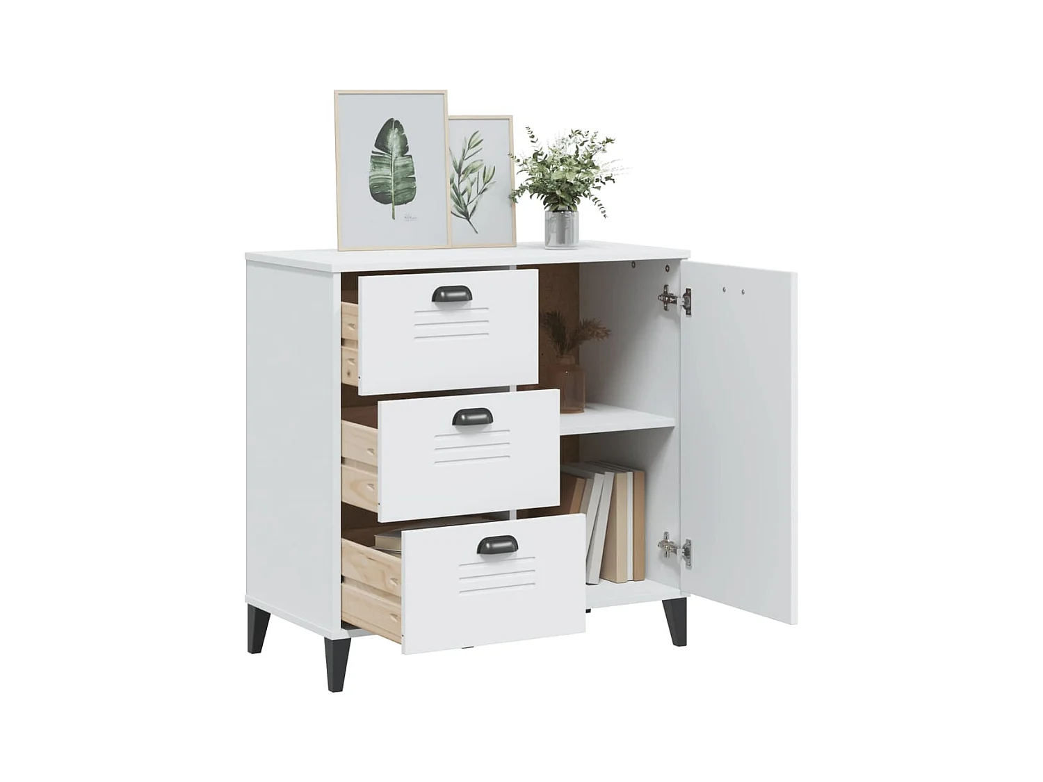 Buffet VIKEN blanc 80x40x80 cm bois d'ingénierie