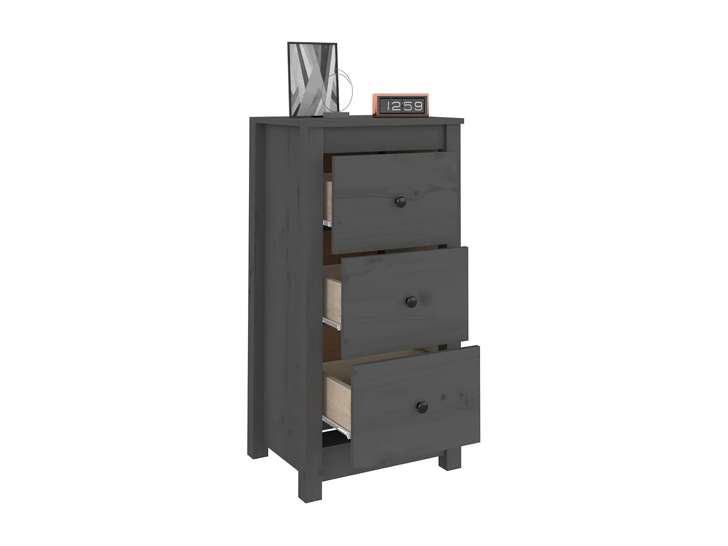 Buffets 2 pcs Gris 40x35x80 cm Bois massif de pin