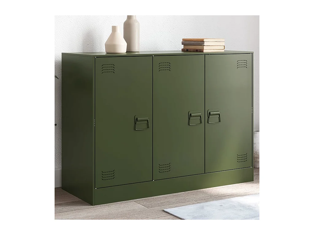 Olivgrünes Sideboard 99x39x73 cm Stahl