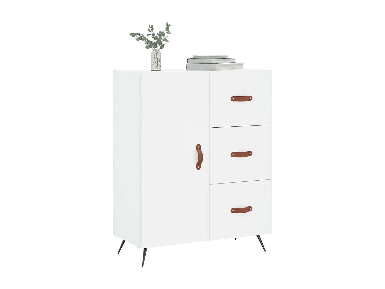 Weißes Sideboard 69,5x34x90 cm Holzwerkstoff