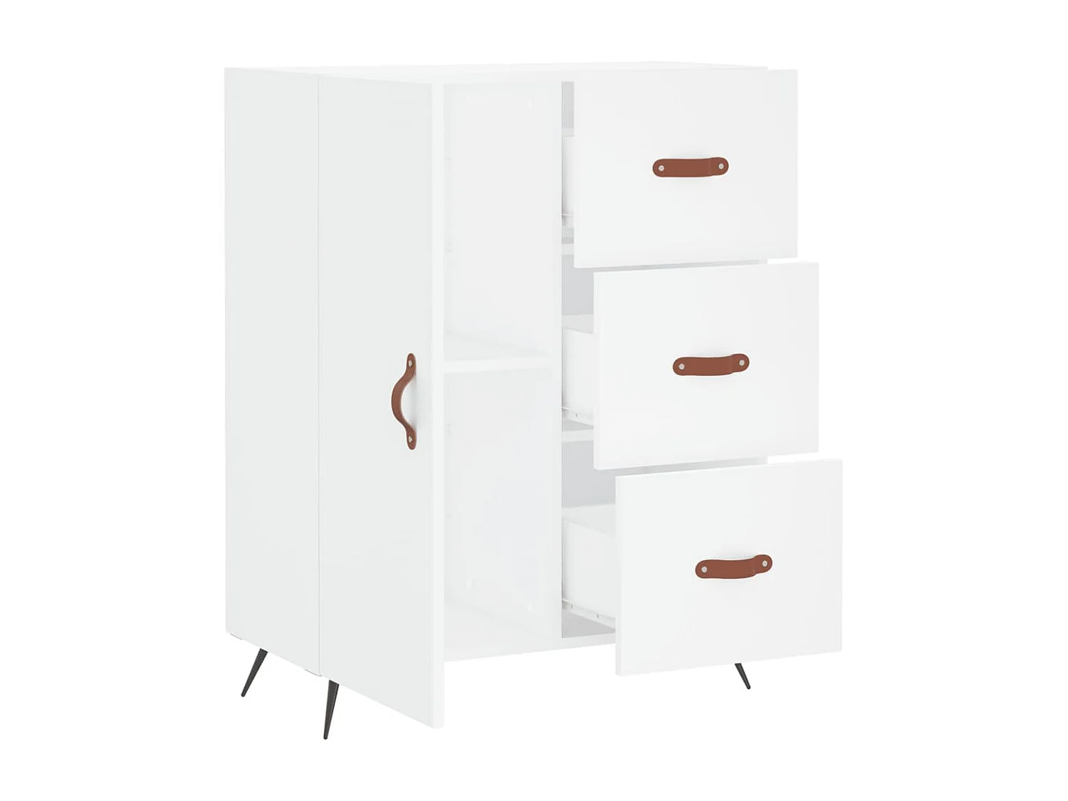 Weißes Sideboard 69,5x34x90 cm Holzwerkstoff