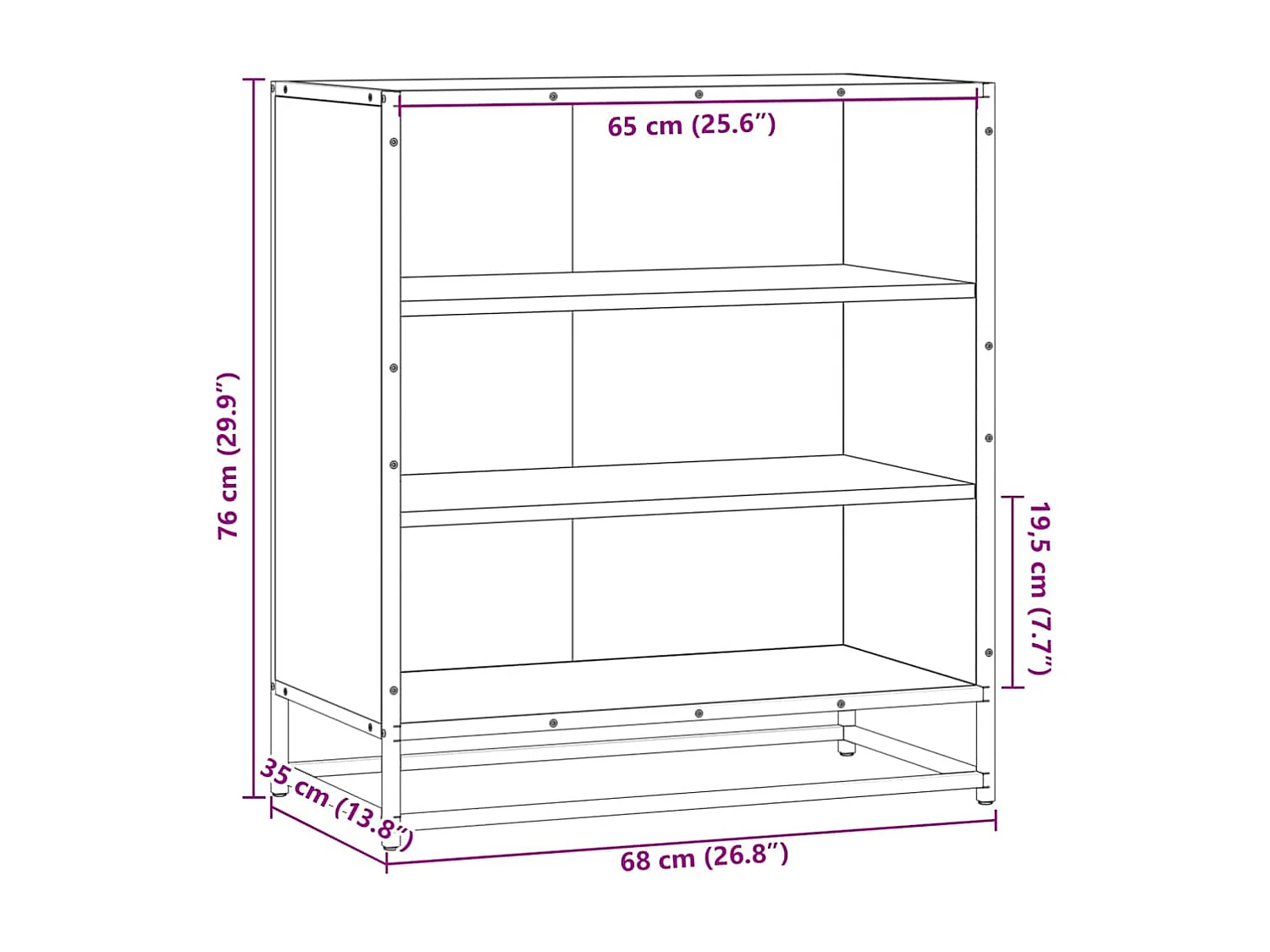 Buffet chêne fumé 68x35x76 cm bois d'ingénierie et métal