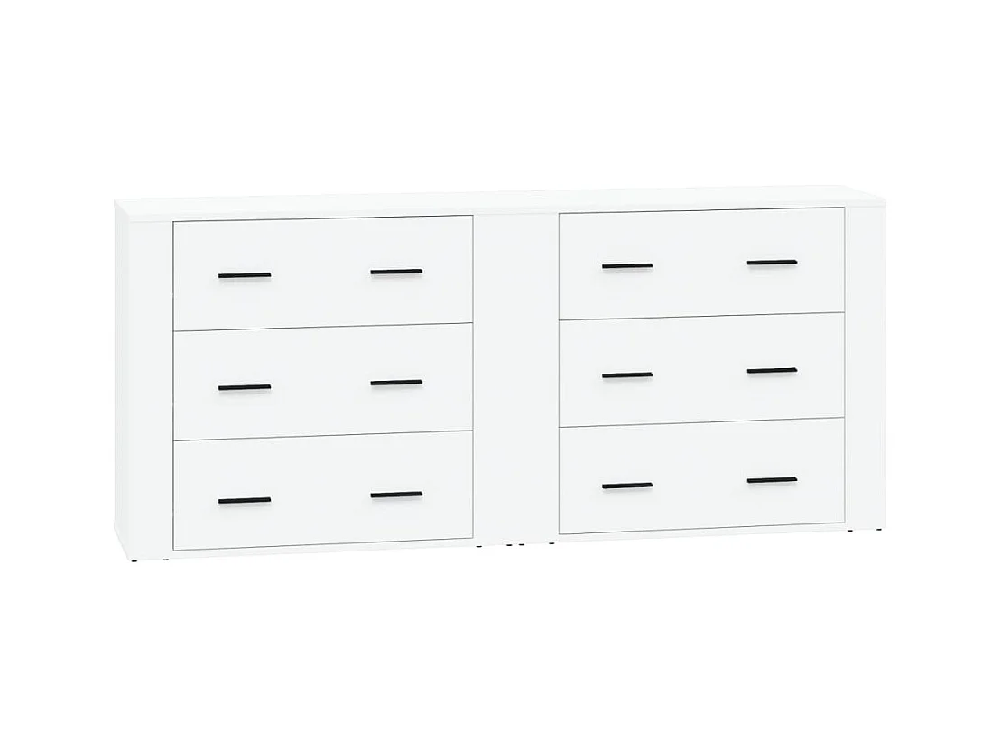 Buffets 2 pcs blanc bois d'ingénierie