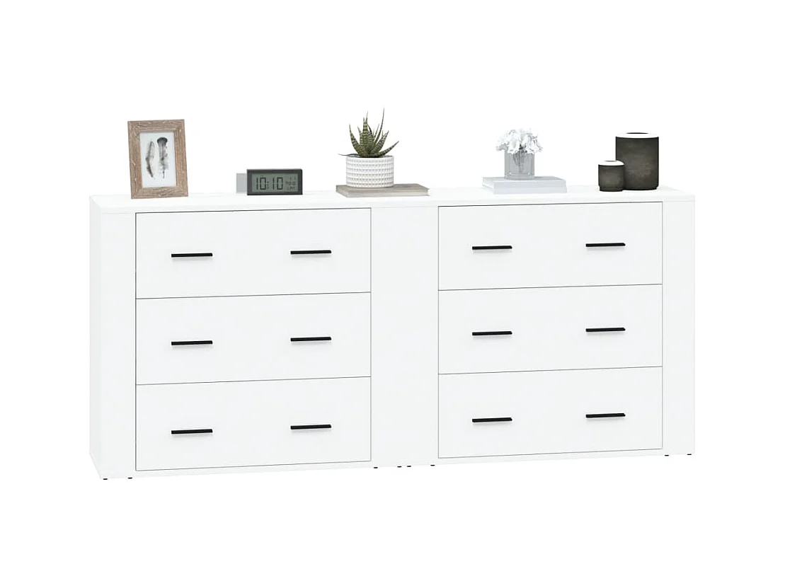 Buffets 2 pcs blanc bois d'ingénierie