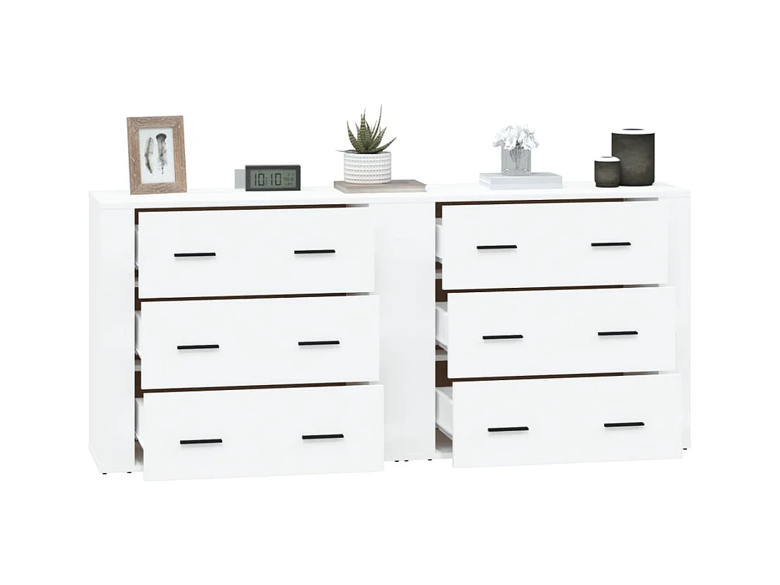 Buffets 2 pcs blanc bois d'ingénierie