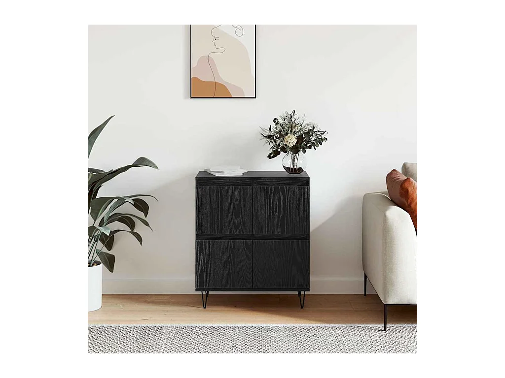 Buffet avec stockage avec porte Noir 60 x 35 x 70 cm Bois d'ingénierie