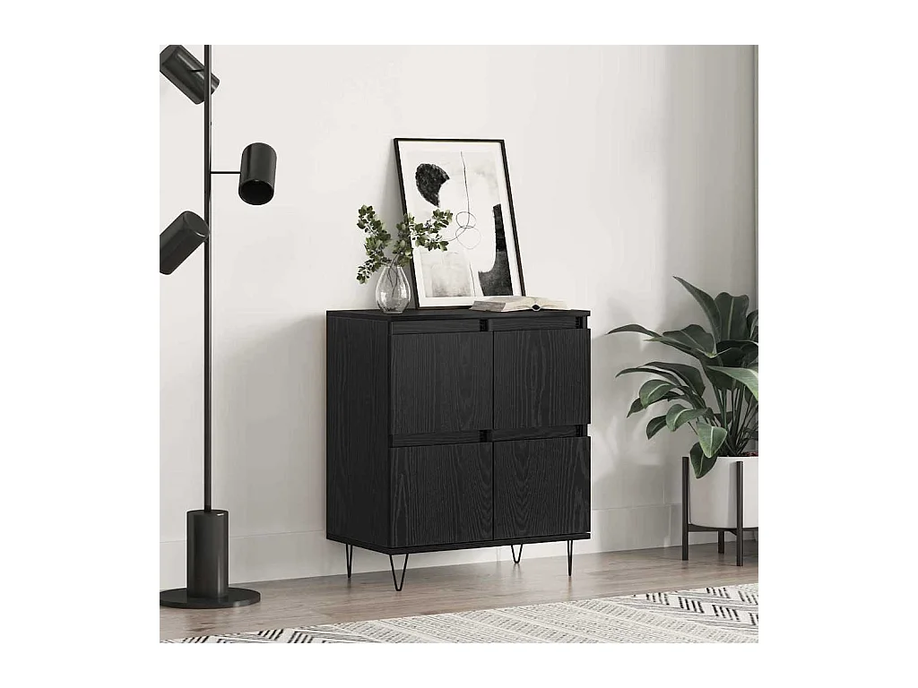 Buffet avec stockage avec porte Noir 60 x 35 x 70 cm Bois d'ingénierie