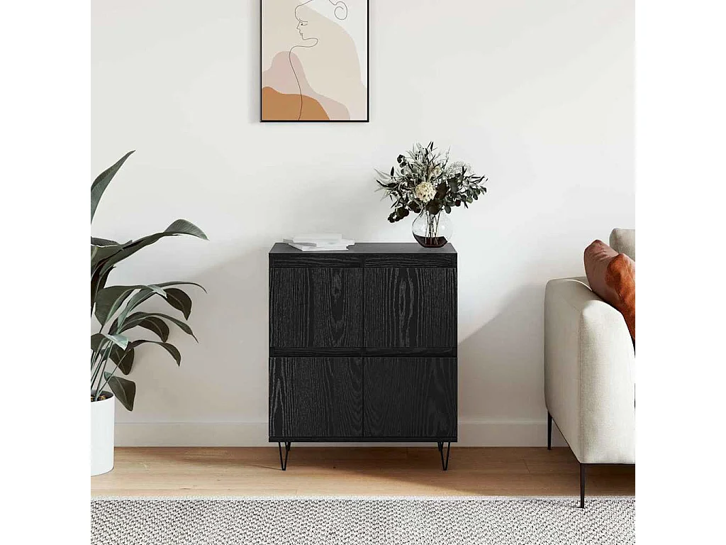 Buffet avec stockage avec porte Noir 60 x 35 x 70 cm Bois d'ingénierie