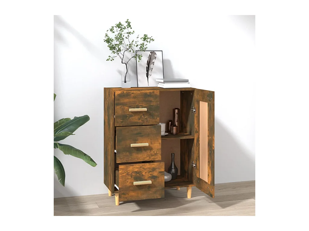 Buffet Chêne fumé 69,5x34x90 cm Bois d'ingénierie