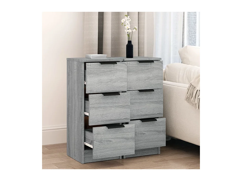 Buffets 2 pcs Sonoma gris 30x30x70 cm Bois d'ingénierie