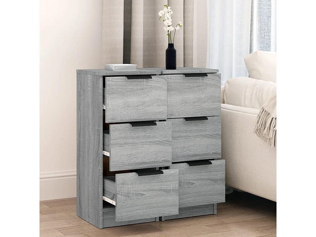 Buffets 2 pcs Sonoma gris 30x30x70 cm Bois d'ingénierie