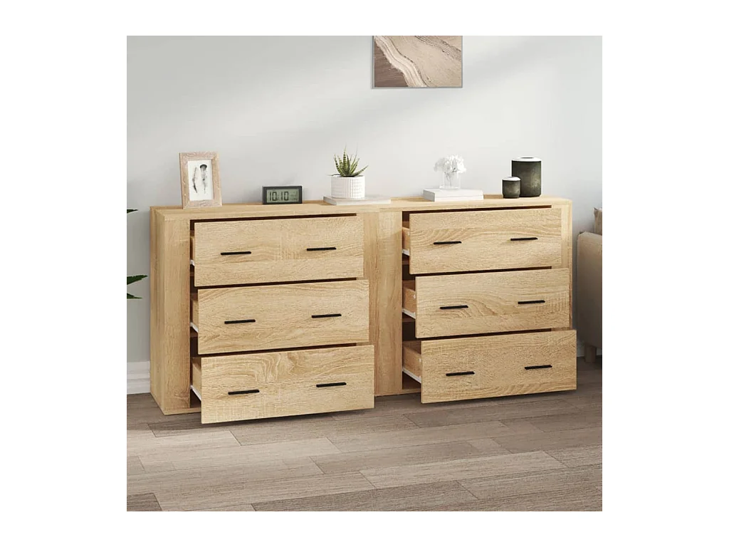 Buffets 2 pcs chêne sonoma bois d'ingénierie