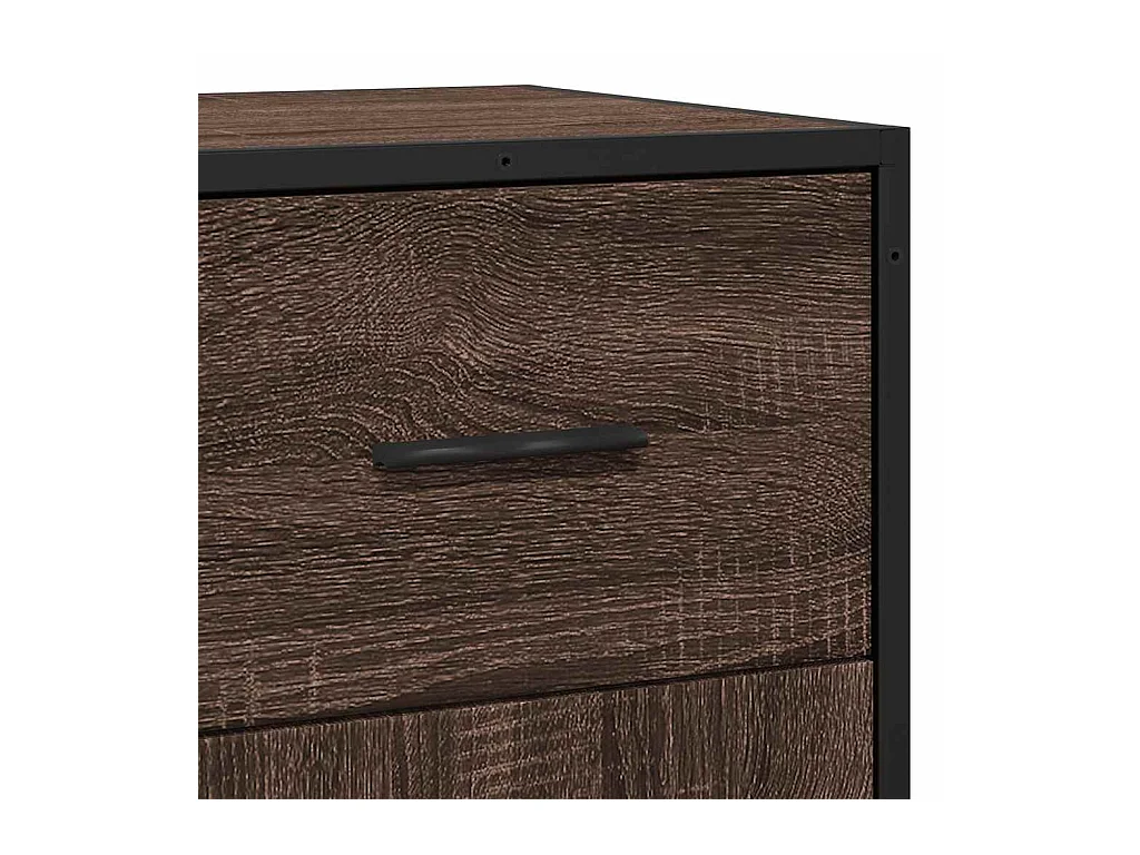 Bruin eiken dressoir 35,5x35x76 cm bewerkt hout en metaal