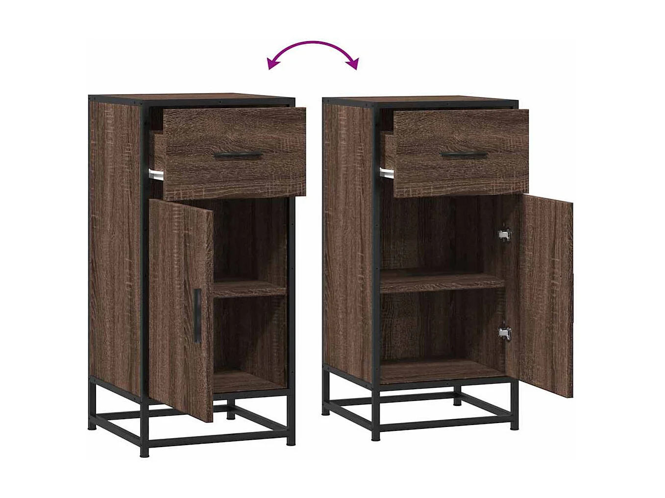 Buffet chêne marron 35,5x35x76 cm bois d'ingénierie et métal