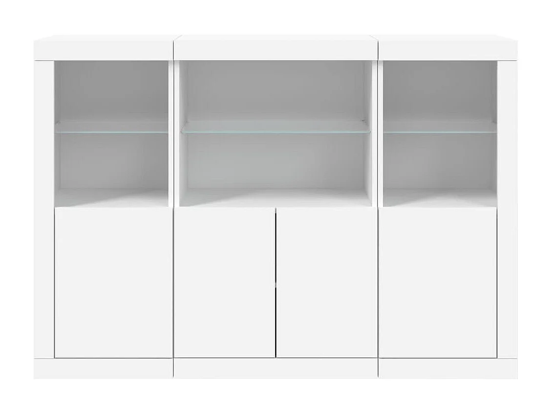 Buffets avec lumières LED 3 pcs blanc bois d'ingénierie