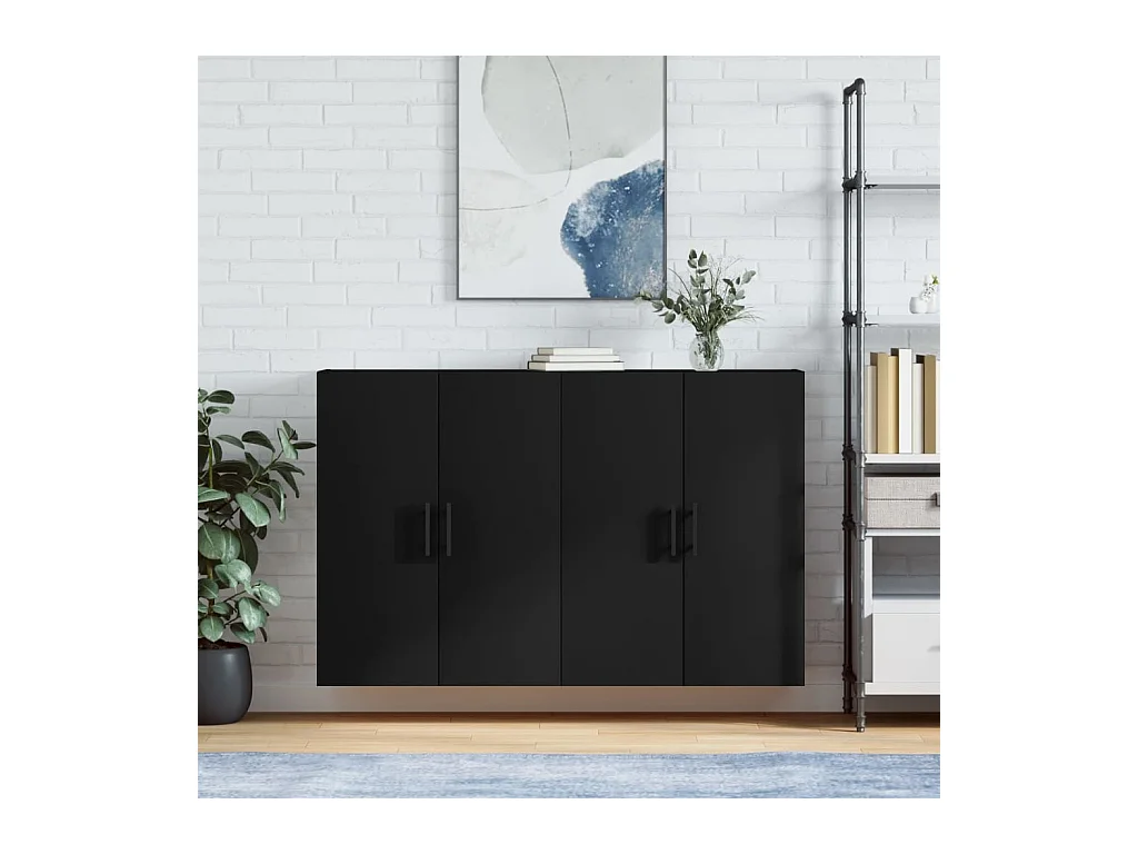 Armoires murales 2 pcs noir 69,5x34x90 cm