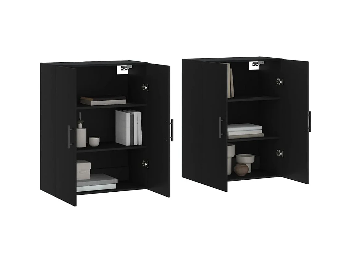 Armoires murales 2 pcs noir 69,5x34x90 cm