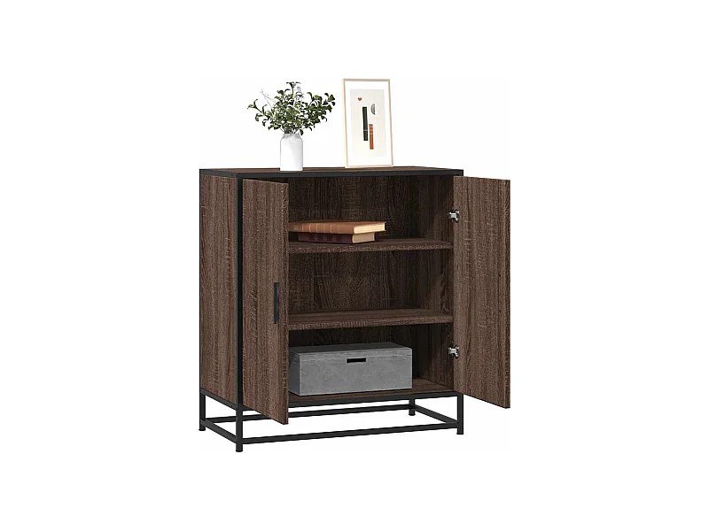 Credenza in rovere marrone 68x35x76 cm in legno composito e metallo