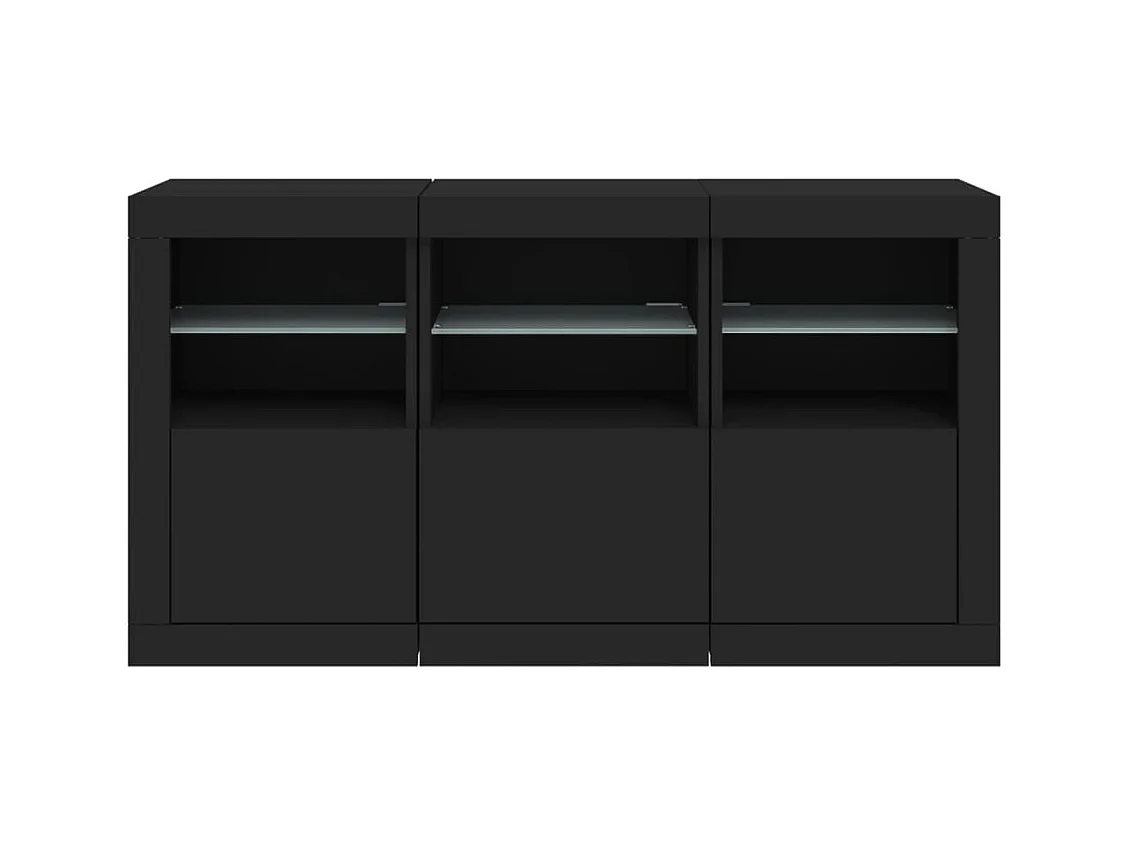 Buffet avec lumières LED noir 123x37x67 cm