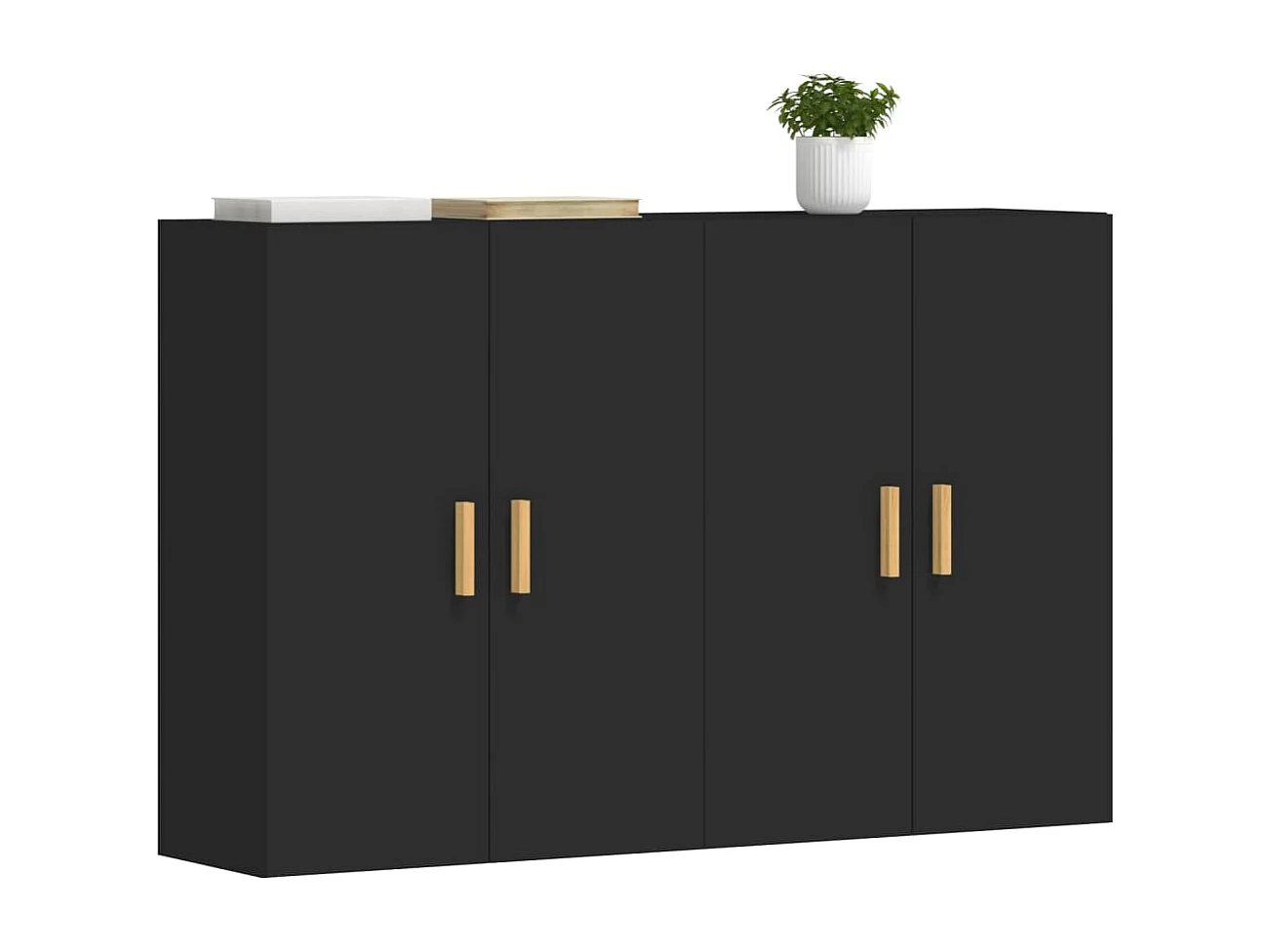 Armoires murales 2 pcs noir bois d'ingénierie