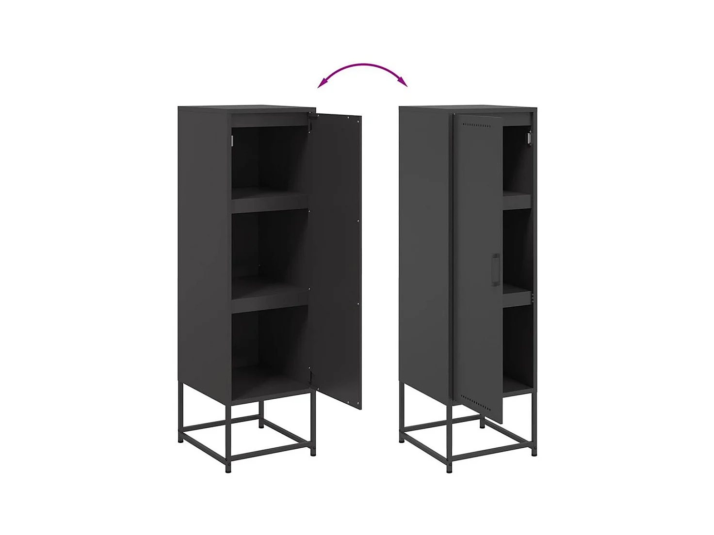 Buffet haut noir 36x39x123 cm acier