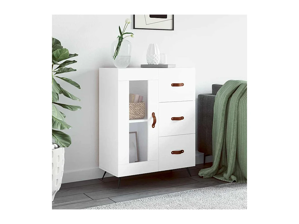 Credenza bianca 69,5x34x90 cm in legno ingegnerizzato