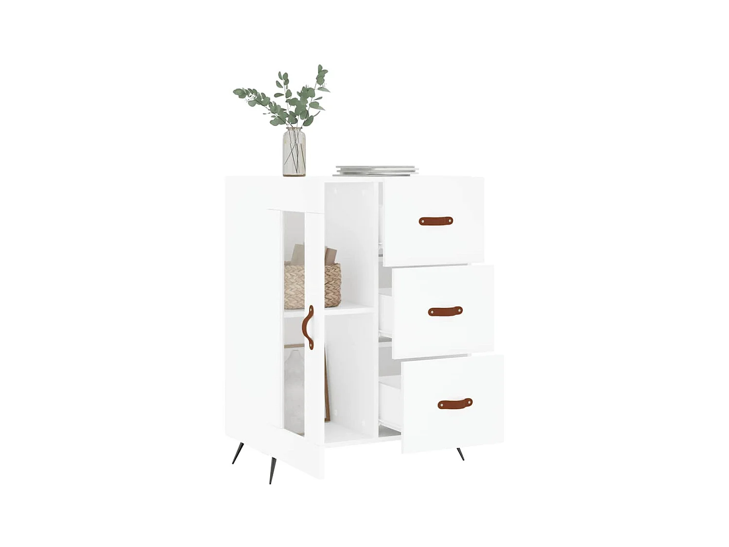 Credenza bianca 69,5x34x90 cm in legno ingegnerizzato