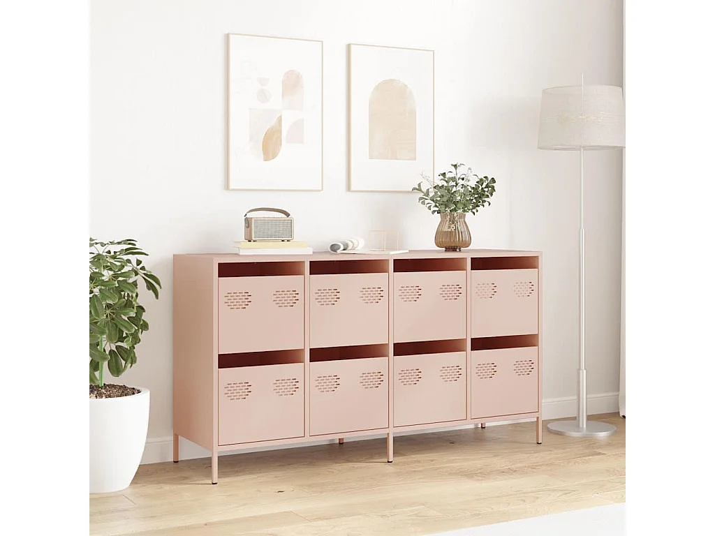 Buffet rose 135x39x73,5 cm acier laminé à froid