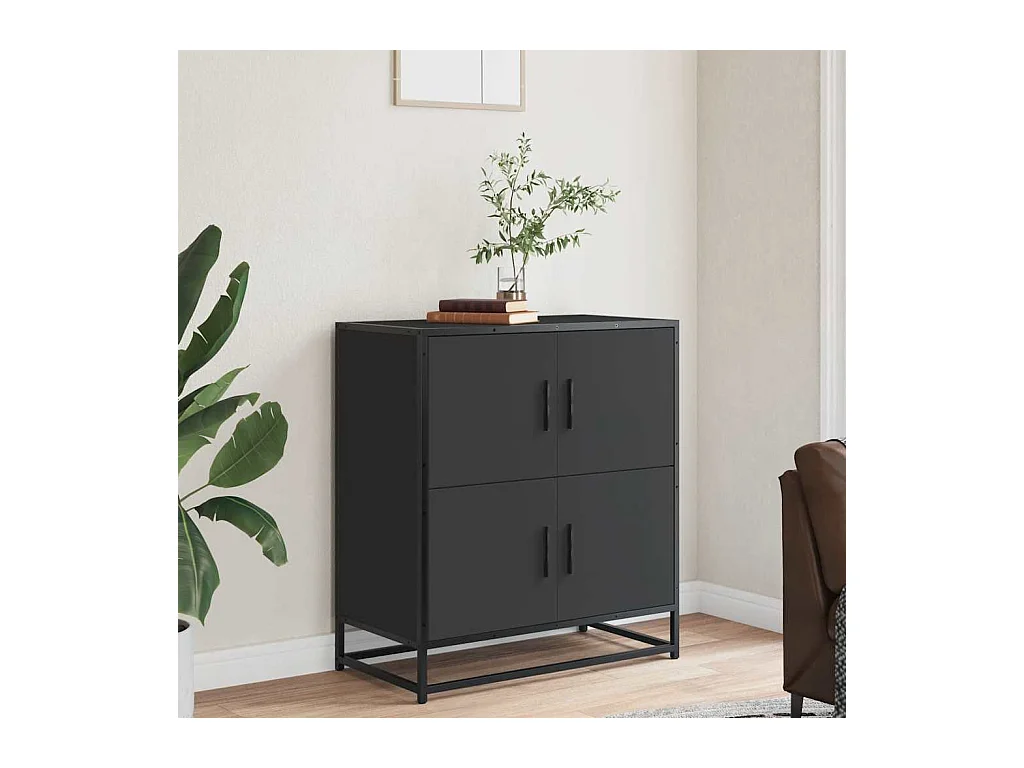 Buffet noir 68x35x76 cm bois d'ingénierie