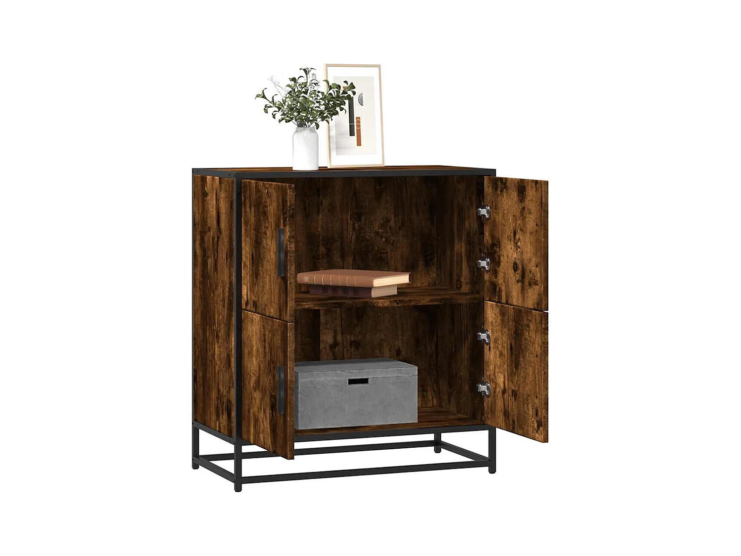 Buffet chêne fumé 68x35x76 cm bois d'ingénierie