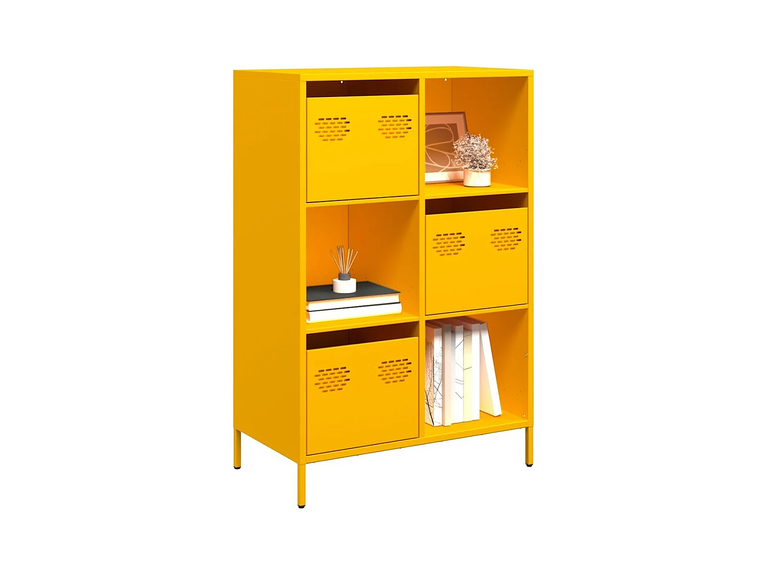 Buffet haut jaune moutarde 68x39x103,5 cm acier