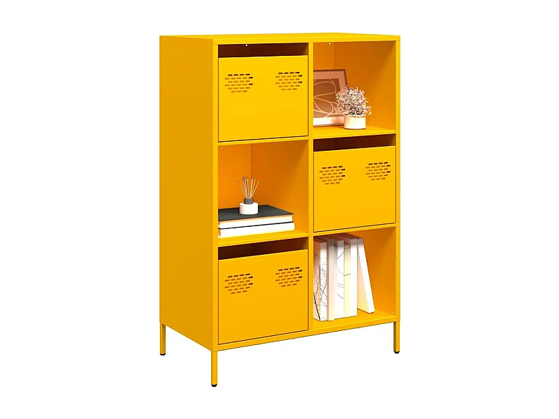 Credenza alta giallo senape 68x39x103,5 cm in acciaio