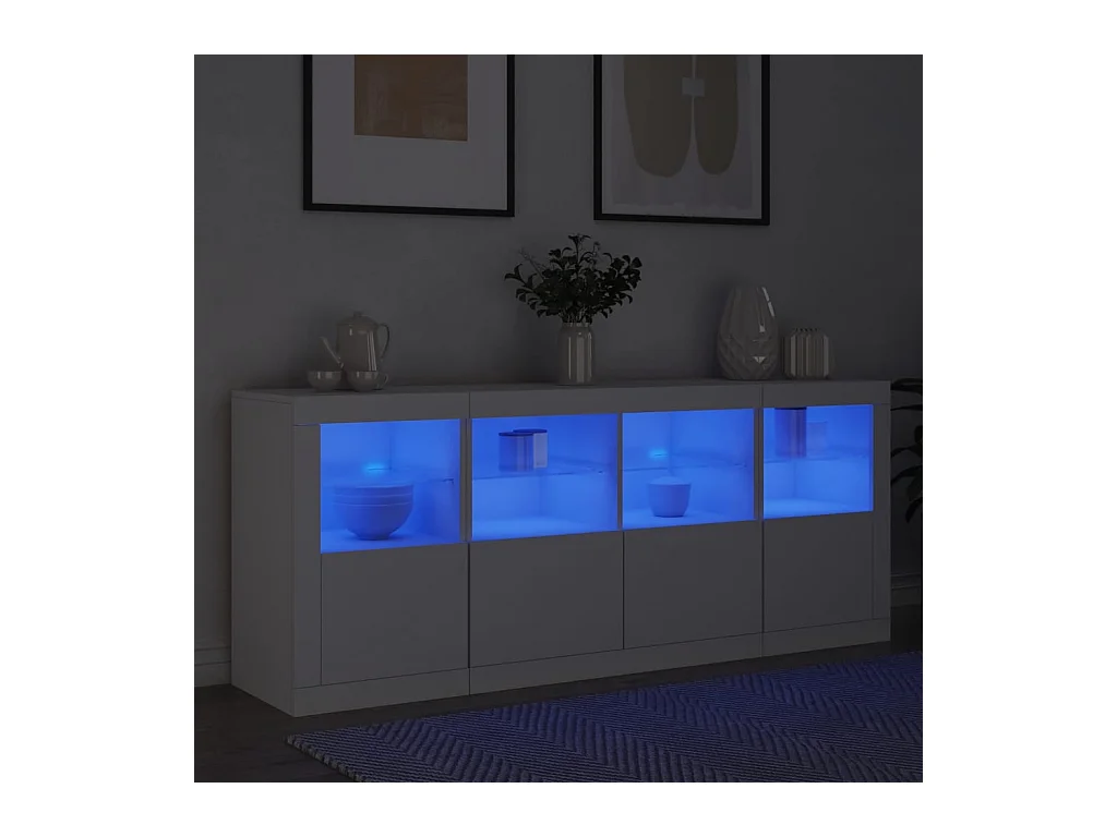Buffet avec lumières LED blanc 163x37x67 cm