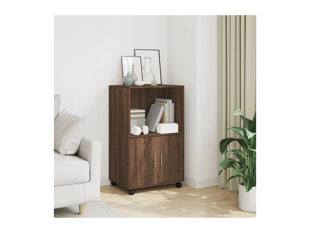 Armoire à roulettes chêne marron 55x40x91 cm bois d'ingénierie