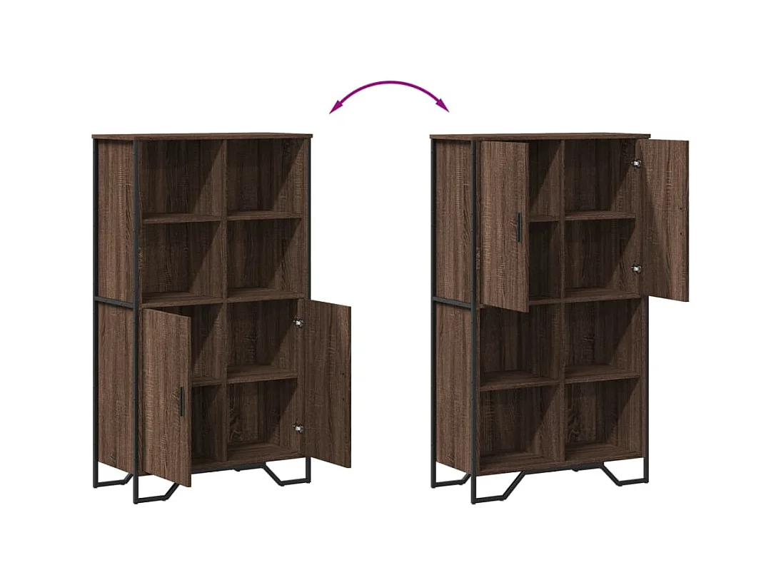 Buffet haut chêne marron 79,5x35,5x137,5 cm bois d'ingénierie