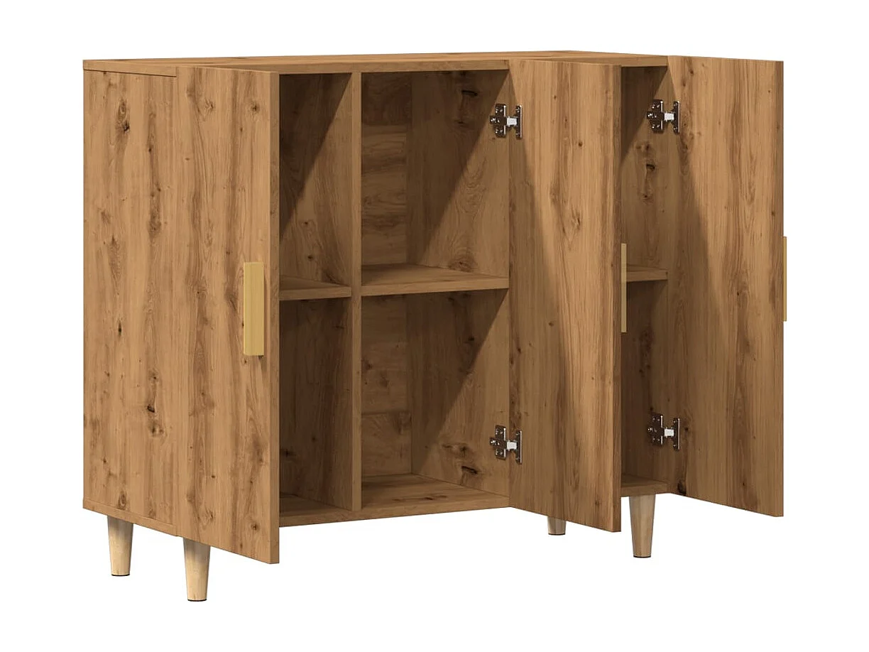 Buffet chêne artisanal 90x34x80 cm bois d'ingénierie